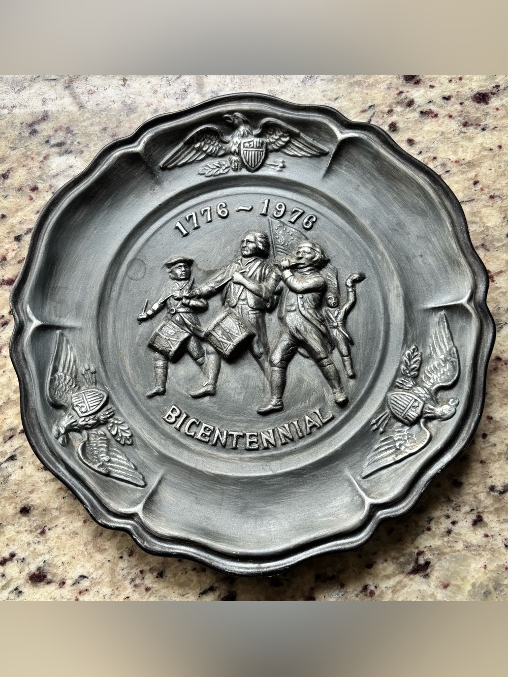 Bicentennial Decorative Serving Plate - Pewter Gray